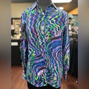 Johnny Was Workshop Silk Blouse Size XS